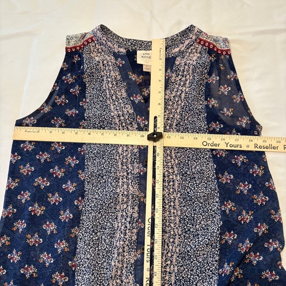 Knox Rose Sleeveless Floral Sheer Tie Front Top Size Small - Picture 5 of 8
